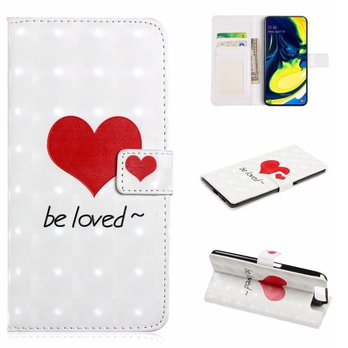 Etui en PU décor spot coeur rouge pour votre Samsung Galaxy A80/A90