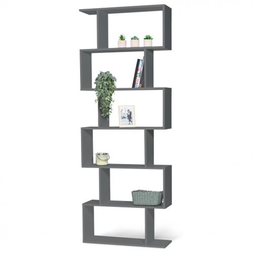 Etagère bibliothèque SOFIA forme S bois gris 189 cm