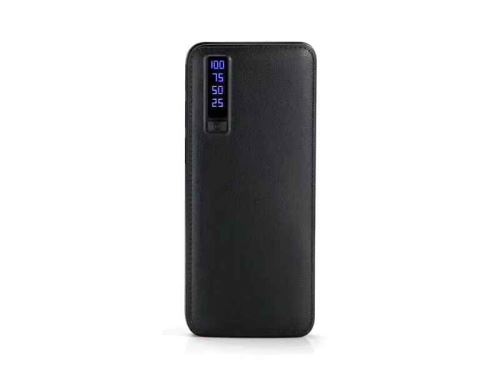 Batterie externe avec torche LED 20000mAh LEATHER DESIGN 3x USB Noir