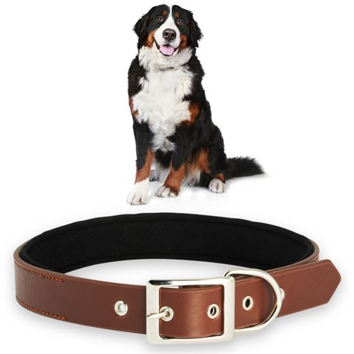Collier marron ajustable ultra confort pour chien taille de cou L 50-60 cm