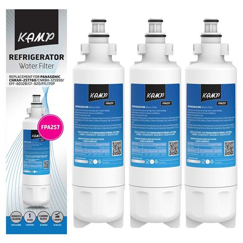 3x Filtre KAMP FPA257 remplace PANASONIC CNRAH 257760 EcoAqua EFF6032B. Normes ANSI/NSF 42.
