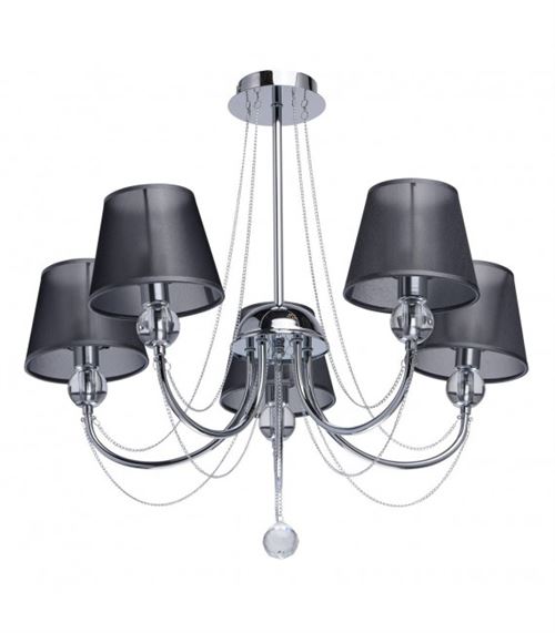Paris Prix - Lustre 5 Têtes pelaz 64cm Gris