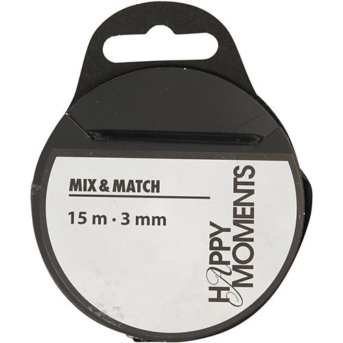 Happy Moments Ruban de satin 3 mm x 15 m noir