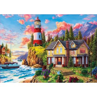 Puzzle adulte 3000 pieces paysage phare et maison au bord de la mer - educa  collection ocean - Puzzle - Achat & prix