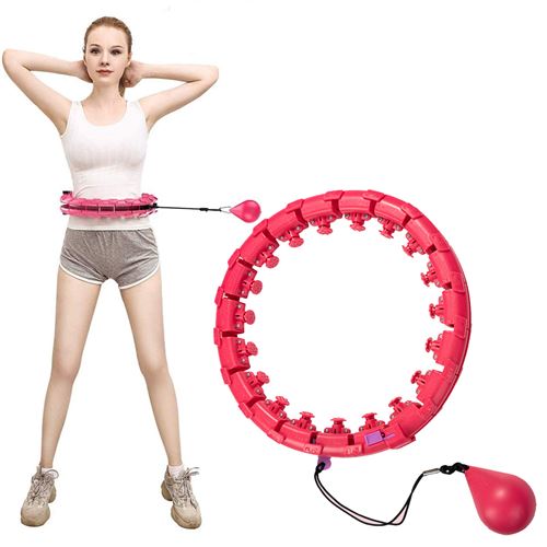 Hula hoop massage démontable pour fitness yoga-Taille réglable-Rouge