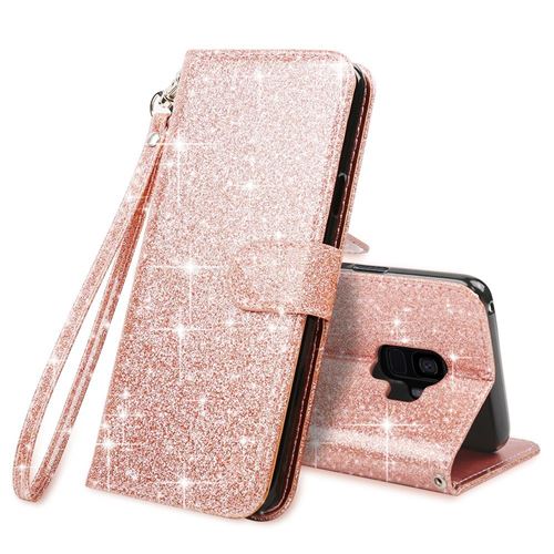 Samsung Galaxy S9 Housse Coque Etui de luxe Portefeuille Porte Carte Et Billet (avec support integré) Rose Bling