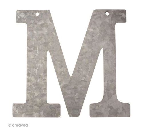 Lettre en métal galvanisé 12 cm - M