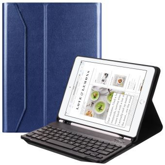 Ceci est un clavier QWERTY，Etui coque PU avec clavier Bluetooth pour Apple iPad air 1/2 iPad Pro 9.7 / iPad 9.7 2020 - Bleu - 1