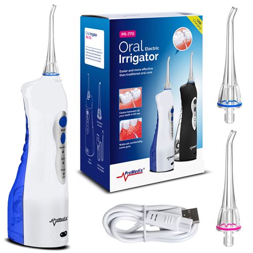 Irrigateur dentaire oral sans fil 2 bouts Promedix blanc