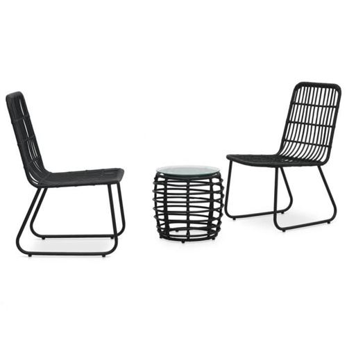 Vidaxl Noir Ensemble De Bistro 3 Pcs Résine Tressée