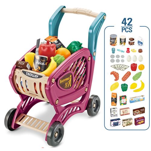 Panier Du Supermarché Avec Des Fruits Et Légumes 42 PCS -Violet