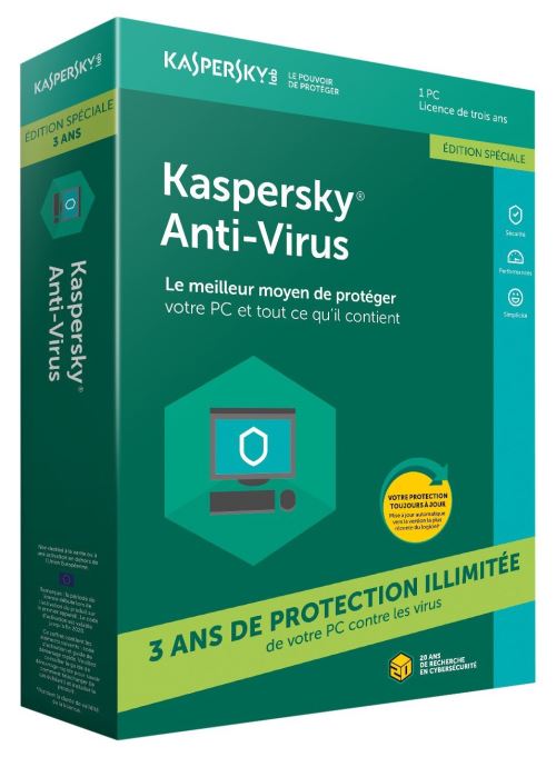 Kaspersky Antivirus 2018 | 1 Poste | 3 Ans | Edition spéciale | PC | Téléchargement