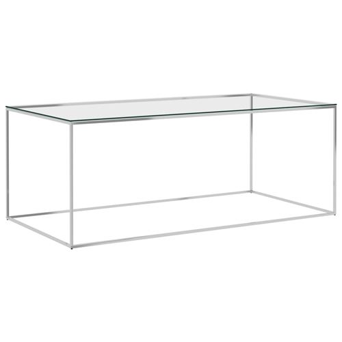 Table basse Acier inoxydable et verre 120x60x45cm Argenté