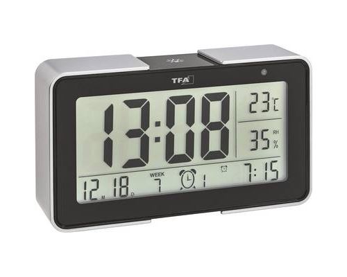 TFA Dostmann 60.2540.01 radiopiloté(e) Réveil noir argent Heures de réveil 3