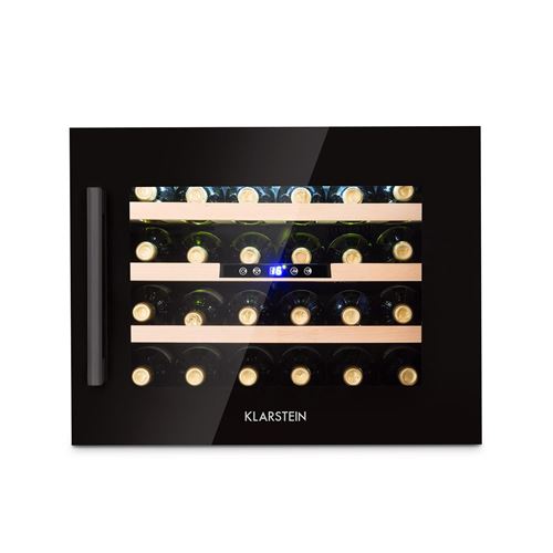 Cave à vin compacte - Klarstein - Encastrable pour 24 bouteilles - design inox verre & bois