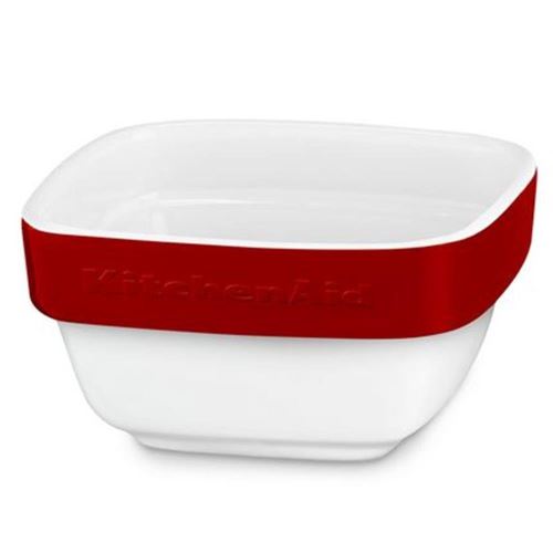 KitchenAid KBLR04RMER Plat à gratin en céramique, 10 x 10 x 5 cm, blanc/rouge