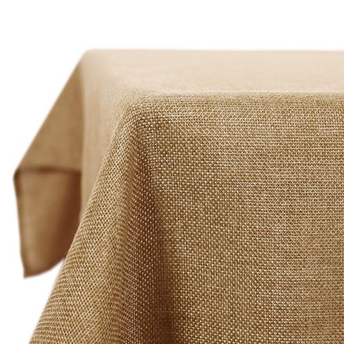 Deconovo Nappe Tissu Imperméable pour Effet Lin Table Rectangulaire 130x130 cm Brun