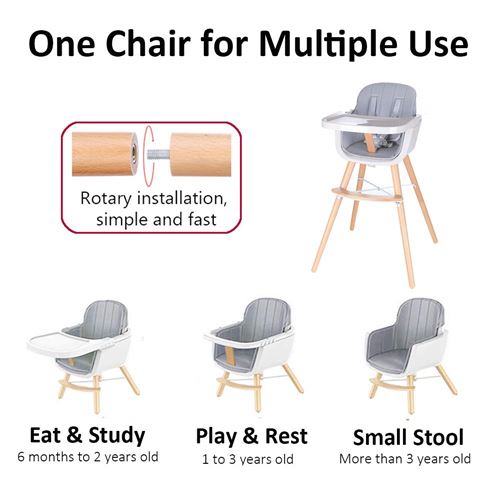 Chaise Haute Bebe Jeobest Ajustable Evolutive 3 En 1en Hetre Et Plastique Gris Chaises Hautes Et Rehausseurs Achat Prix Fnac