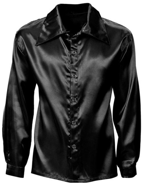 Chemise noire satinée stylée (L)