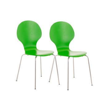 Lot de 2 chaises empilables en bois Diego , Vert - 1