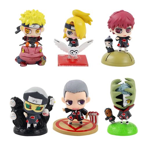 Set de 6 pièces Figurines Naruto Deidara Hidan Sasori Zetsu Kakuzu 6 cm