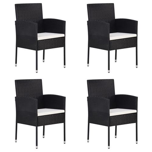 Chaises de jardin 4 pcs Résine tressée Noir