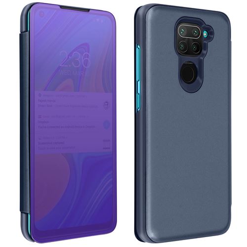 Housse Xiaomi Redmi Note 9 Clapet Translucide Design Miroir Support Vidéo violet
