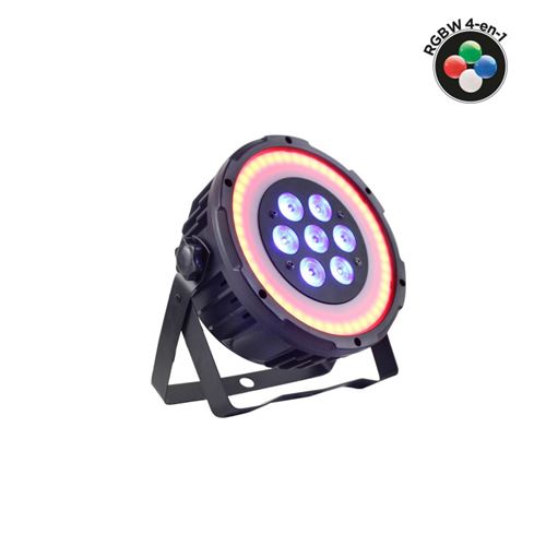Power Lighting Par Slim 7x10w Quad Ring - Par Slim 7x10W 4-en-1 avec anneaux