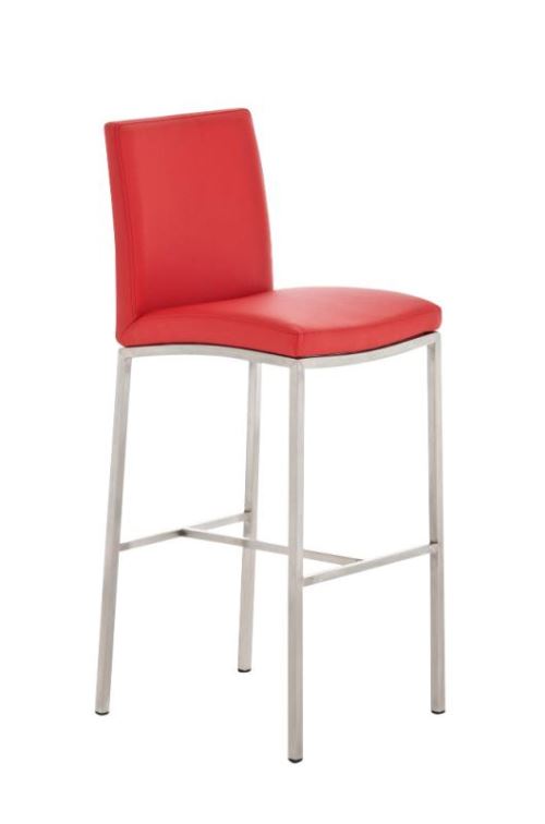 Tabouret de bar Freeport en Similicuir - Chaise haute avec Repose-pieds - Piètement Métal - Couleur Rouge