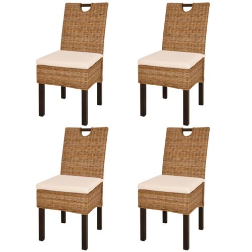 vidaXL Eetkamerstoel 4 stuks Kubu rattan mangohout