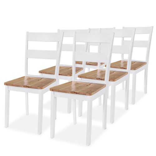 vidaXL Chaises de salle à manger 6 pcs Blanc Bois d'hévéa