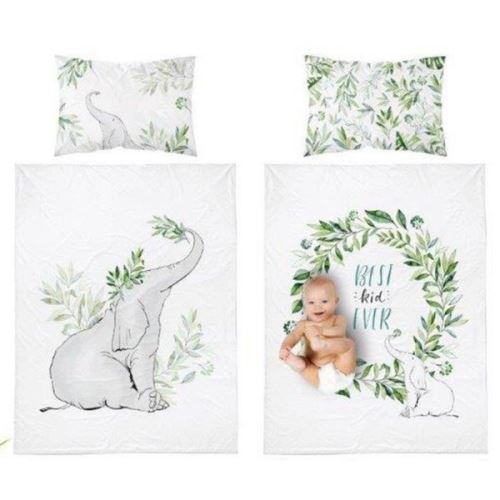 Animaux - Parure de lit Bébé Eléphant - Housse de Couette 100 x 135 cm