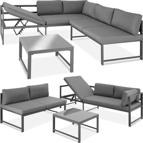 TecTake Canapé de jardin FARO 5 places, variante 2 - plateau de verre