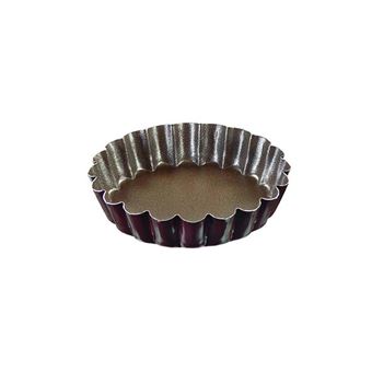 Tartelette ronde cannelée fond fixe 10 cm - Gobel - Marron - Acier - 1
