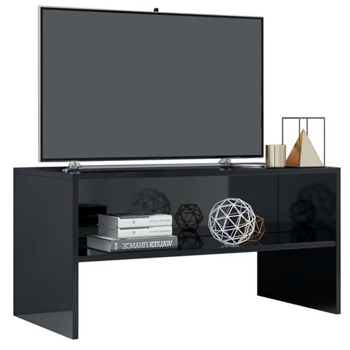 vidaXL Meuble TV Noir brillant 80 x 40 x 40 cm Aggloméré