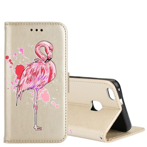 Huawei P10 Lite Housse Etui Cuir PU flamand rose Doré ALS53843