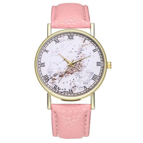 Bracelet en cuir simple montre dames hommes montre de mode horloge à quartz T298-Arose