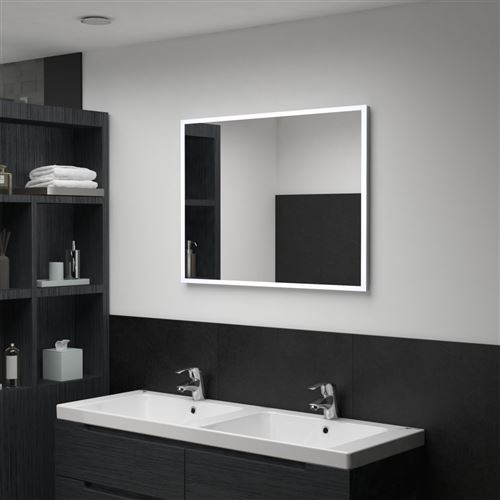 Miroir mural à LED pour salle de bains 80 x 60 cm