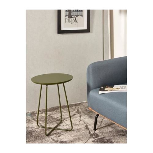 FELBOUR Table d'appoint style contemporain vert brillant avec pieds en métal - L 50 x l 50 cm