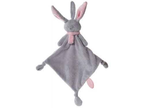 Dimpel - Nina doudou lapin attache-tétine - gris-clair et rose