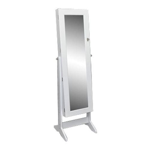 Armoire à bijoux blanche sur pied avec miroir réglable