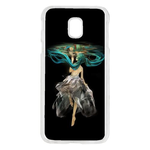 Coque Manga Fille Cheveux Bleu Compatible Galaxy J7 2017 Transparent