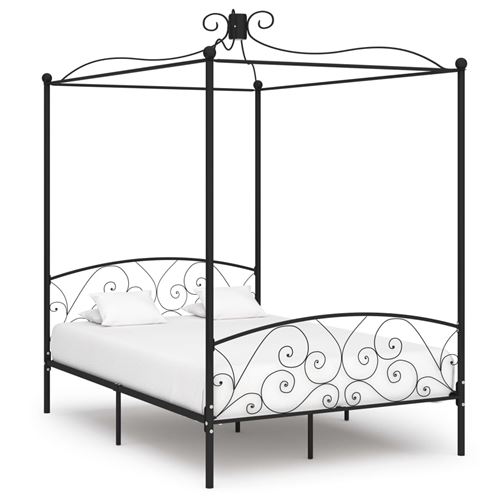 vidaXL Hemelbedframe metaal zwart 140x200 cm