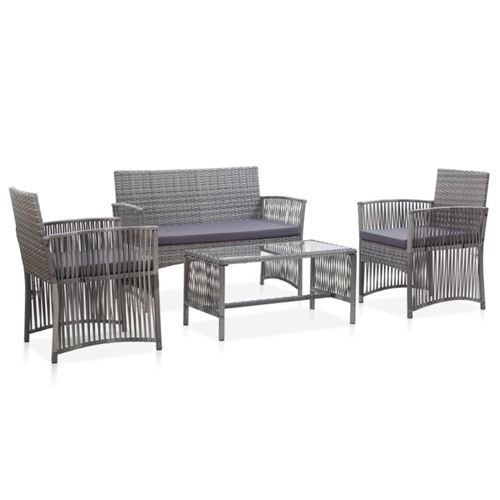 vidaXL - Salon de jardin 4 pièces - Résine tressée - Gris - 4 personnes - Image 2