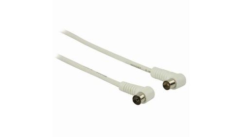 Câble coaxial 90 db cei (coaxial) mâle coudé - cei (coaxial) femelle coudé 1,5 m blanc nedis
