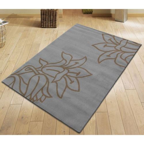 Tapis Moderne Tapis Salon A Fleur Gris Taupe Taille 160 X