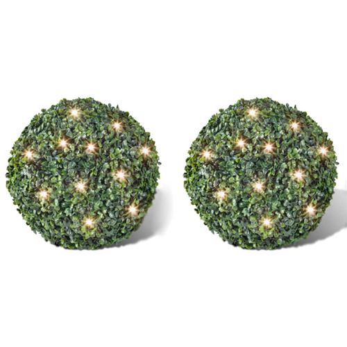 Vidaxl 2 pi&egrave;ce de boule 27 cm avec guirlande lumineuse solaire 24 led 270057