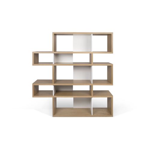 Bibliothèque LONDON Double - chêne naturel et blanc TEMAHOME