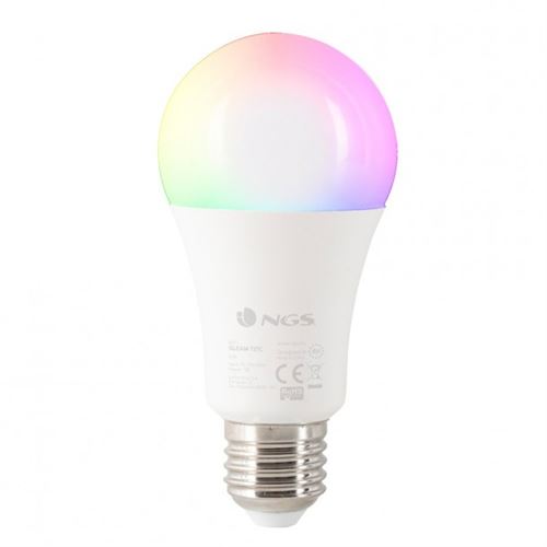 ngs ampoule led connectée ngs bulb gleam 727c rgb e27 7w 500lm noir