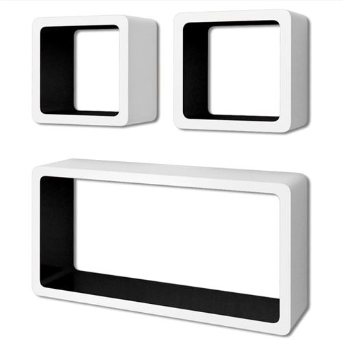 vidaXL Étagères murales Forme de cube 6 pcs Blanc et noir